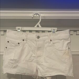 Levi's White Distressed Jean Shorts